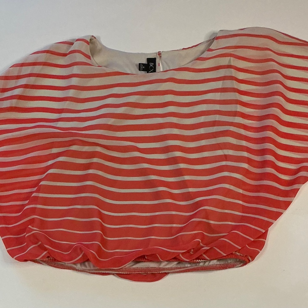 BCX women’s orange and beige cropped blouse attached lining size M - Picture 7 of 7